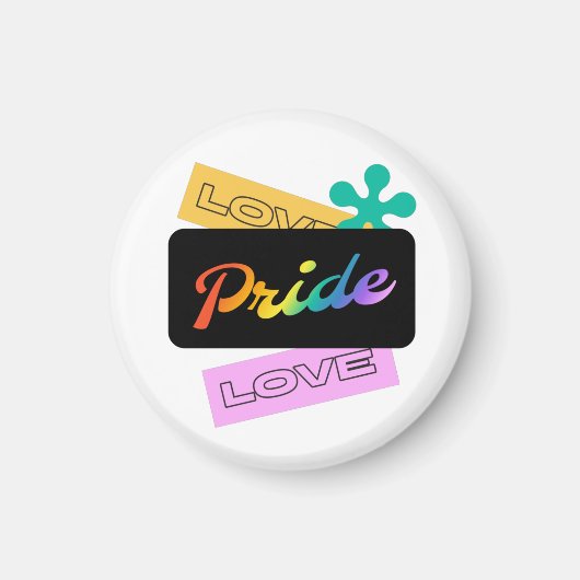 愛プライド愛。LGBT+プライド。虹 マグネット (正面)