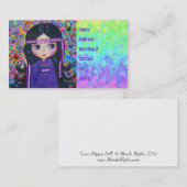 愛ヘッドバンドのヒッピーの女の子の人形の紫色のサイケデリック 名刺 (正面/裏面)