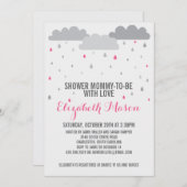 愛ベビーシャワーが付いているシャワー 招待状 (正面/裏面)