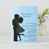 愛ベビーシャワーのかわいくキスをするな妊娠したカップル 招待状 (スタンド正面)