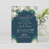 愛ベビーシャワーの招待状と振りかけられる花柄 招待状 (スタンド正面)