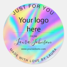 愛ホログラフ箔で作られたロゴを追加 ラウンドシール