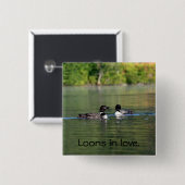 愛ボタンの水潜り鳥 缶バッジ (正面&裏面)