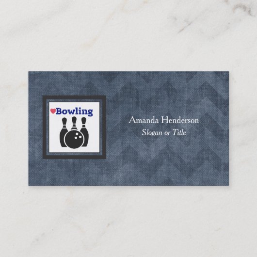 愛ボーリングシルエットWIthボーリングピンとボール 名刺 (正面)