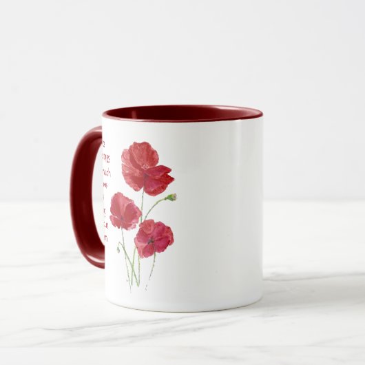 愛ポピー花そう多くの私のおもしろい引用文マグ マグカップ (正面左)