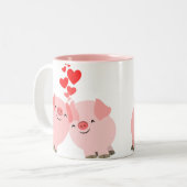 愛マグのかわいい漫画のブタ ツートーンマグカップ (正面左)
