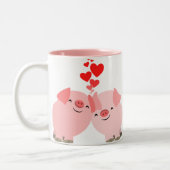 愛マグのかわいい漫画のブタ ツートーンマグカップ (左)