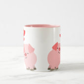 愛マグのかわいい漫画のブタ ツートーンマグカップ (中央)