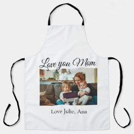 愛ママ母の日を追加の写真名シンプル前 エプロン