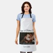 愛ママ母の日を追加の写真名シンプル前 エプロン (着用した状態)