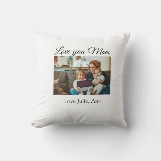 愛ママ母の日を追加の写真名シンプル前 クッション (正面)