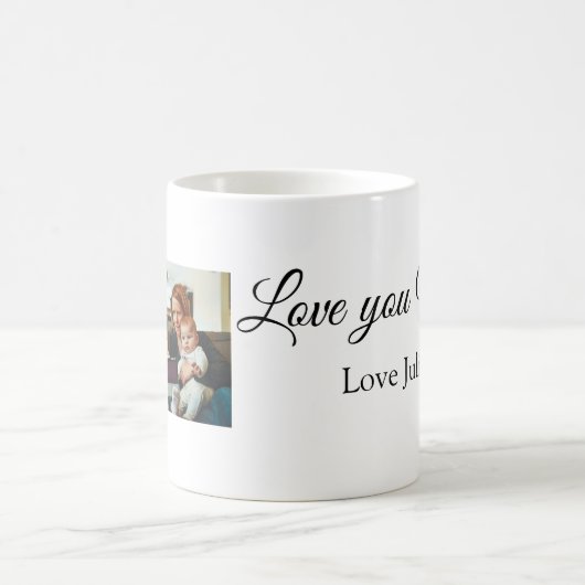 愛ママ母の日を追加の写真名シンプル前 コーヒーマグカップ (中央)