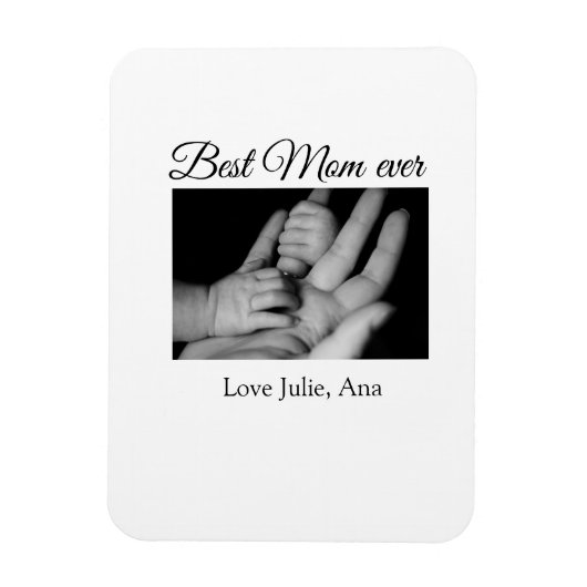 愛ママ母の日を追加の写真名シンプル前 マグネット (縦)