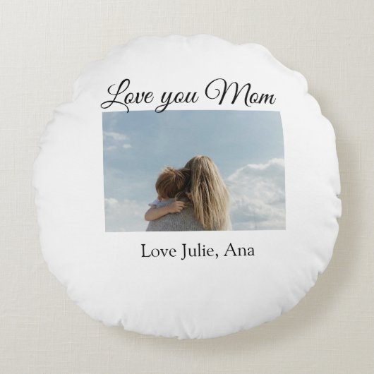 愛ママ母の日を追加の写真名シンプル前 ラウンドクッション (正面)