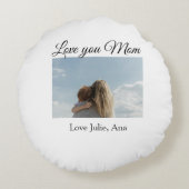 愛ママ母の日を追加の写真名シンプル前 ラウンドクッション (裏面)