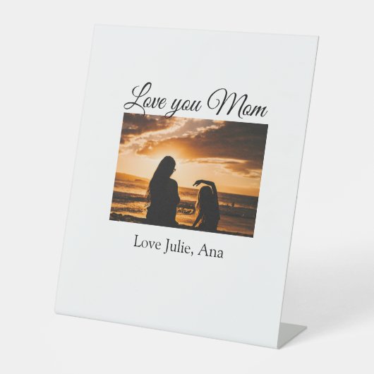 愛ママ母の日を追加の写真名シンプル前 台座サイン (正面)