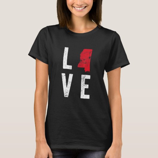 愛ミシシッピー地図アメリカ独立国 Tシャツ (正面)