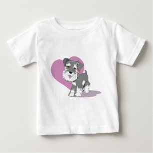 愛ミニチュア・シュナウツァーの子犬のワイシャツ ベビーTシャツ