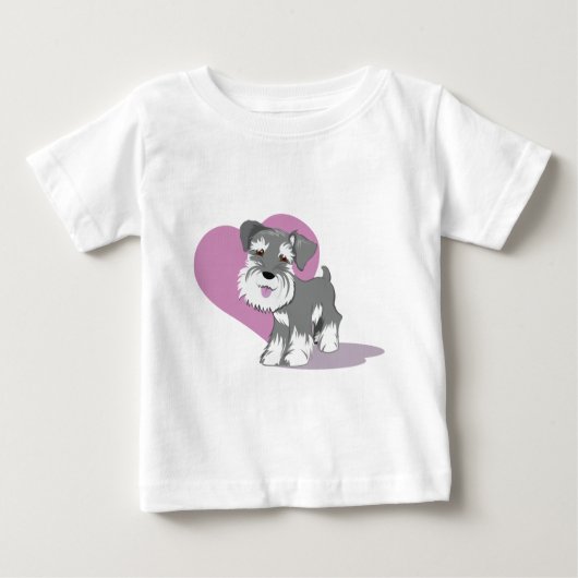 愛ミニチュア・シュナウツァーの子犬のワイシャツ ベビーTシャツ (正面)