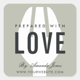 愛ミニマルで作ったグレーフォークシェフ料理 スクエアシール