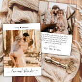 愛ミニマルとスクリプ感謝していトのハート写真結婚の サンキューカード