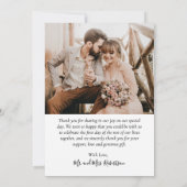 愛ミニマルとスクリプ感謝していトのハート写真結婚の サンキューカード (裏面)