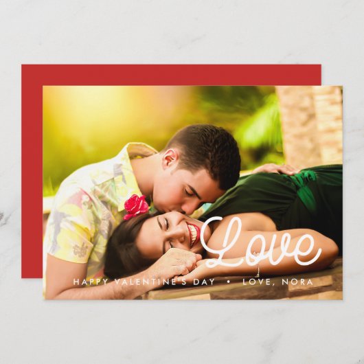 愛ミニマルなバレンタインの写真カード シーズンカード (正面/裏面)