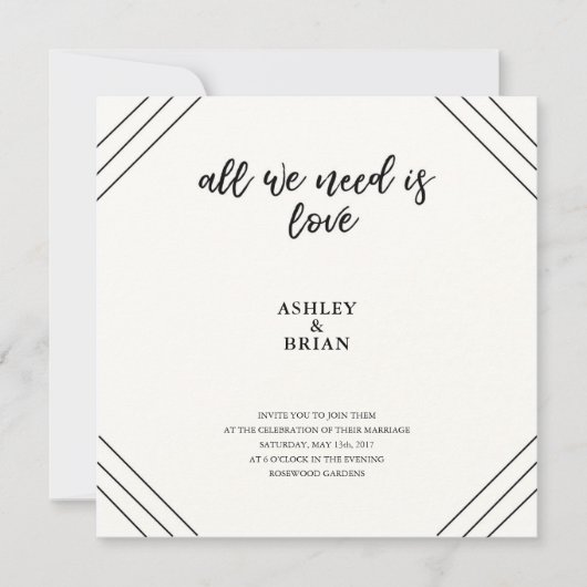 愛ミニマルな白黒 招待状 (正面)