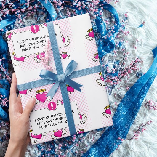 愛メッセージカスタム漫画本スタイルハートギフト ラッピングペーパー