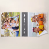 愛モダンおばあちゃんの写真グレー ビーチタオル (正面)