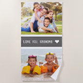 愛モダンおばあちゃんの写真グレー ビーチタオル (正面)