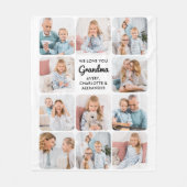 愛モダンおばあちゃんカスタム11フォトコラージュ フリースブランケット (正面)