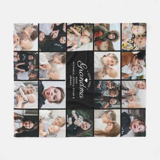 愛モダンおばあちゃん/その他の18写真コラージュ フリースブランケット (正面(横))