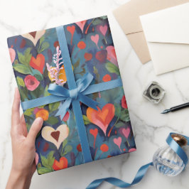 愛モダンしカラフルるハート ラッピングペーパー