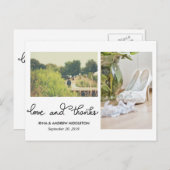 愛モダンし感謝していて2枚の写真を結婚書く ポストカード (正面/裏面)