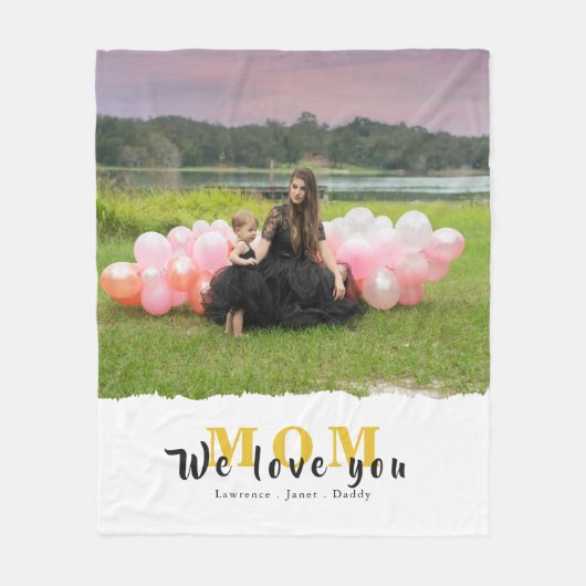 愛モダンするお母さん写真コラージュお母さんの日  フリースブランケット (正面)