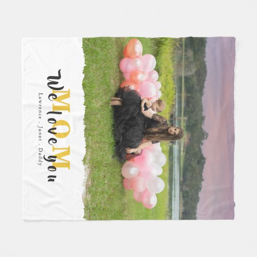 愛モダンするお母さん写真コラージュお母さんの日  フリースブランケット (正面(横))