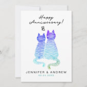 愛モダンするグラデーションの青い猫 シーズンカード (正面)