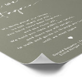 愛モダンする記憶の兆候でセージ結婚グリーン ポスター (角)