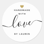 愛モダンで手作りの金ゴールドハート ラウンドシール (正面)