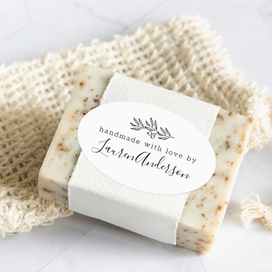 愛モダンで手作りラインアートベリー 楕円形シール