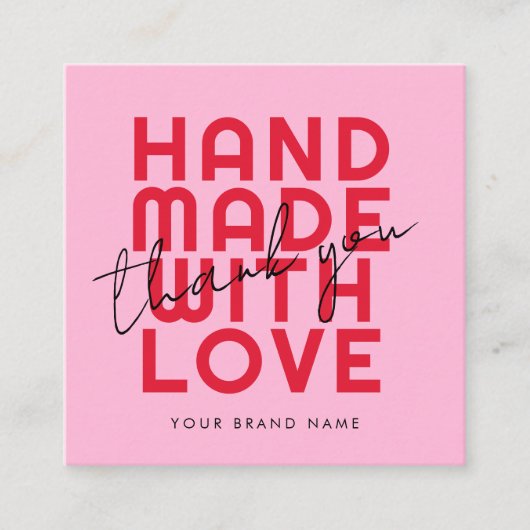 愛モダンで手作り感謝していで スクエア名刺 (正面)