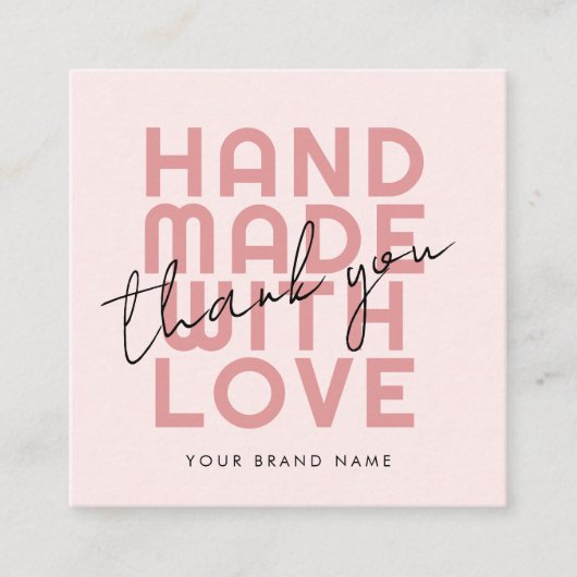 愛モダンで手作り感謝していで スクエア名刺 (正面)
