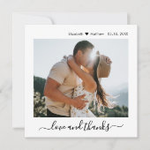 愛モダンとスクリッ感謝していト2写真結婚s サンキューカード (正面)