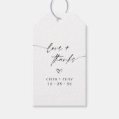 愛モダンとスクリプ感謝していトハート結婚式の引き出物 ギフトタグ (正面)