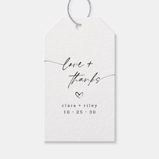 愛モダンとスクリプ感謝していトハート結婚式の引き出物 ギフトタグ (正面)