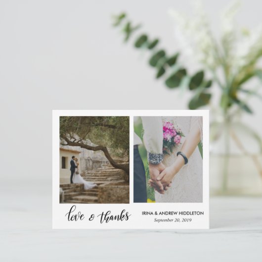 愛モダンとス感謝していクリプトの結婚写真 ポストカード (スタンド正面)