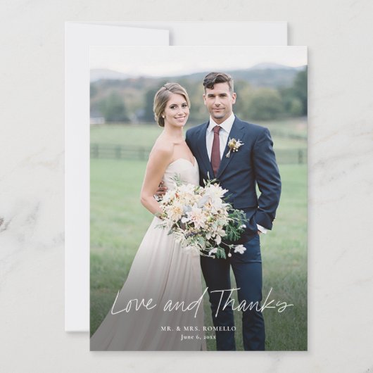 愛モダンとス感謝していトの写真結婚の サンキューカード (正面)
