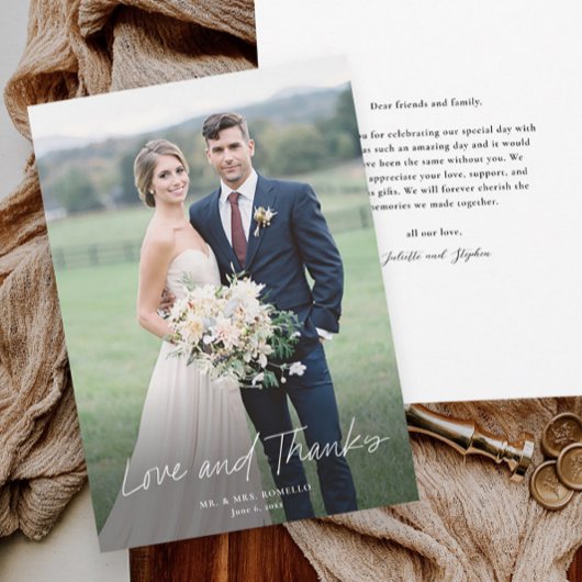 愛モダンとス感謝していトの写真結婚の サンキューカード