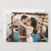 愛モダンとビーチ結婚式写真 セーブザデート (裏面)